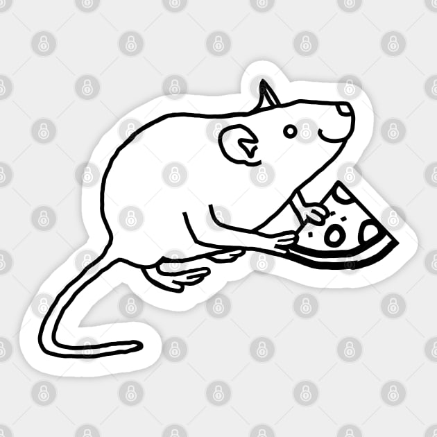 Rat with Pizza Slice Outline for a Geek Sticker by ellenhenryart